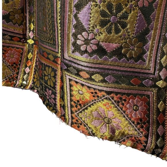 Bill Blass Vintage Metallic Taffeta Patchwork Midi Skirt – Size 4 - Picture 6 of 12